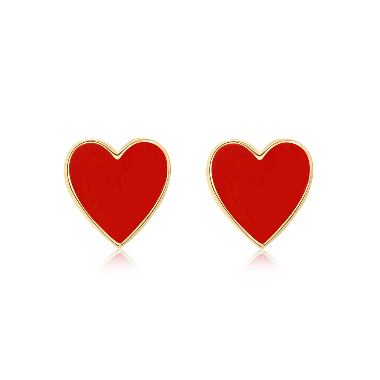 Celebrate love with these red enamel heart stud earrings! The perfect gift for your Valentine or yourself! These red enamel heart stud earrings are the perfect accessory to celebrate love. With their vibrant color and delicate design, they make a thoughtful gift for your Valentine or a special treat for yourself. Add a touch of love to any outfit with these beautiful earrings.