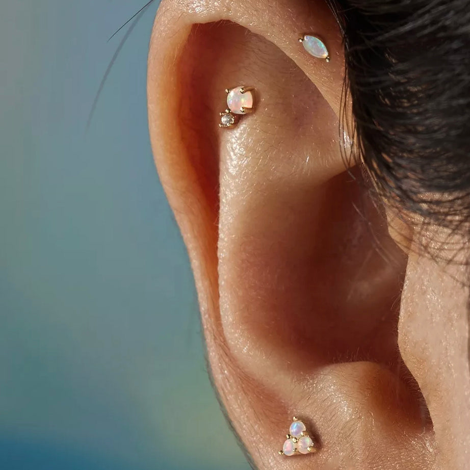 14K Gold Marquise Opal Flat Back Earrings
18G Tiny Minimalist Stud Earring Tragus Helix Cartilage Conch Piercing
Minimalist, high quality, and timeless.
Very secure and comfortable to wear.
