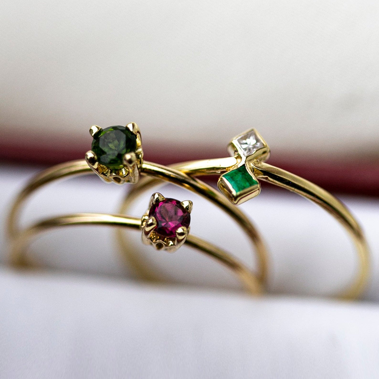 This exquisite 14k Gold Solitaire Birthstone Ring can be customized with the gemstone of your choice. A beautiful and sophisticated gift for yourself or a loved one. The sample image features Peridot and Pink Tourmaline, but we can use any gemstone you desire.