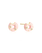 Elevate your style with these 14k diamond and enamel donut post earrings, crafted with brilliant diamond sprinkles and pink enamel frosting.&nbsp;