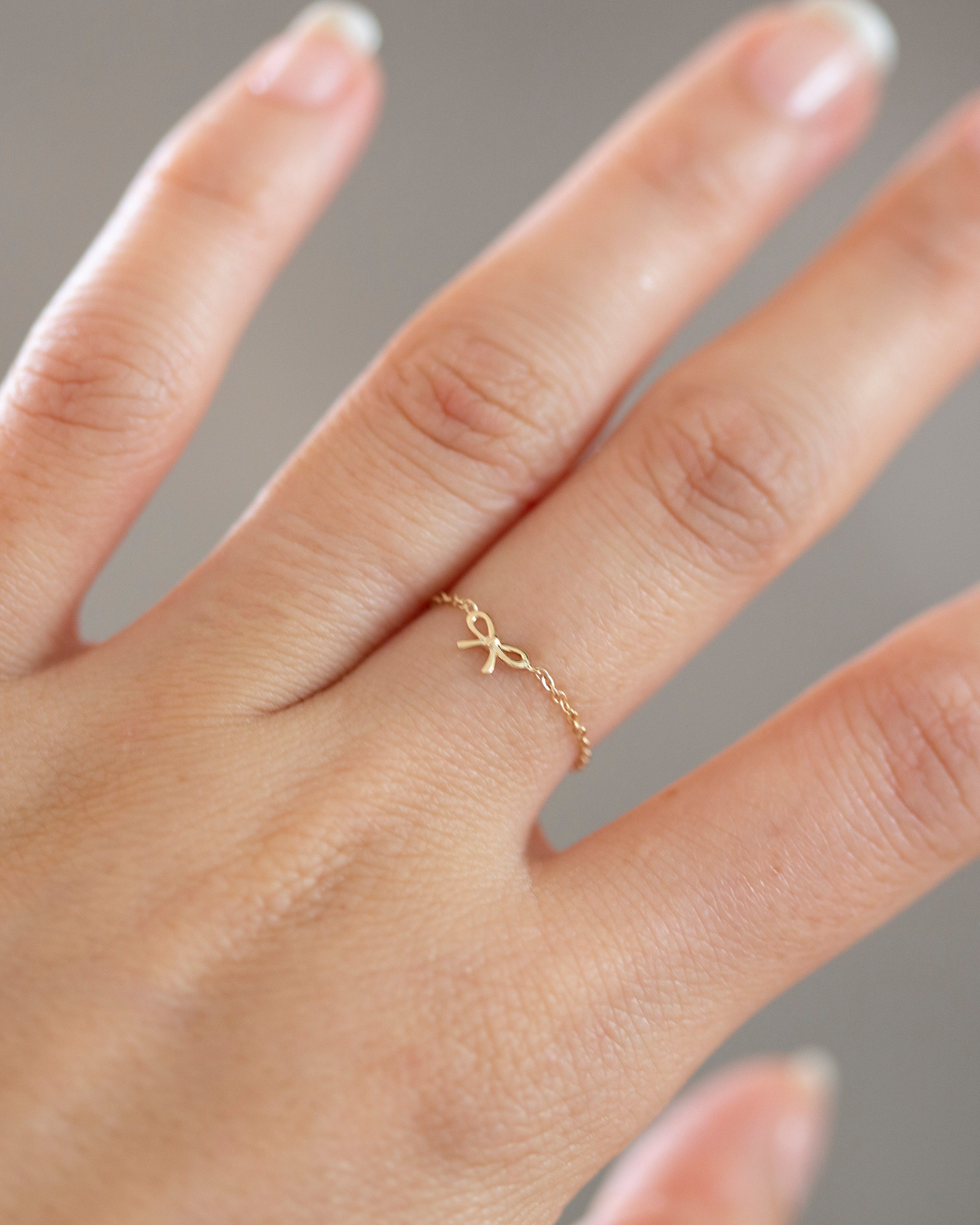 ribbon bow chain ring