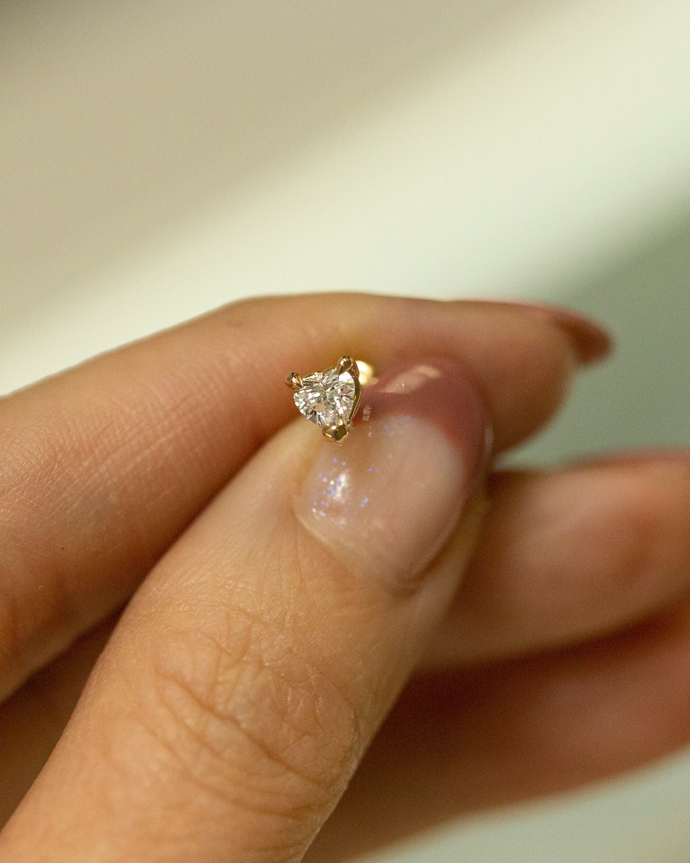 heart lab diamond piercing earring