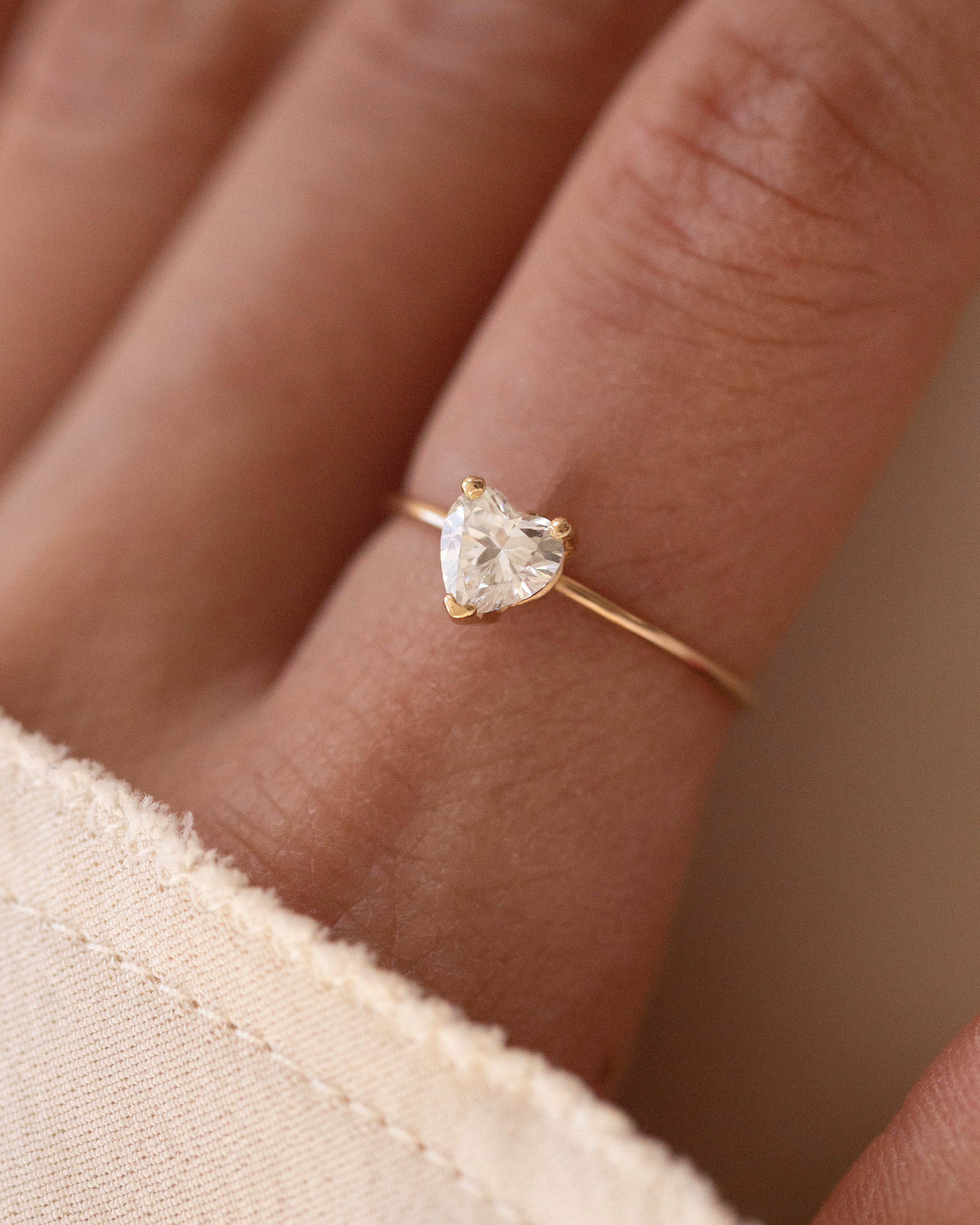 heart lab diamond ring