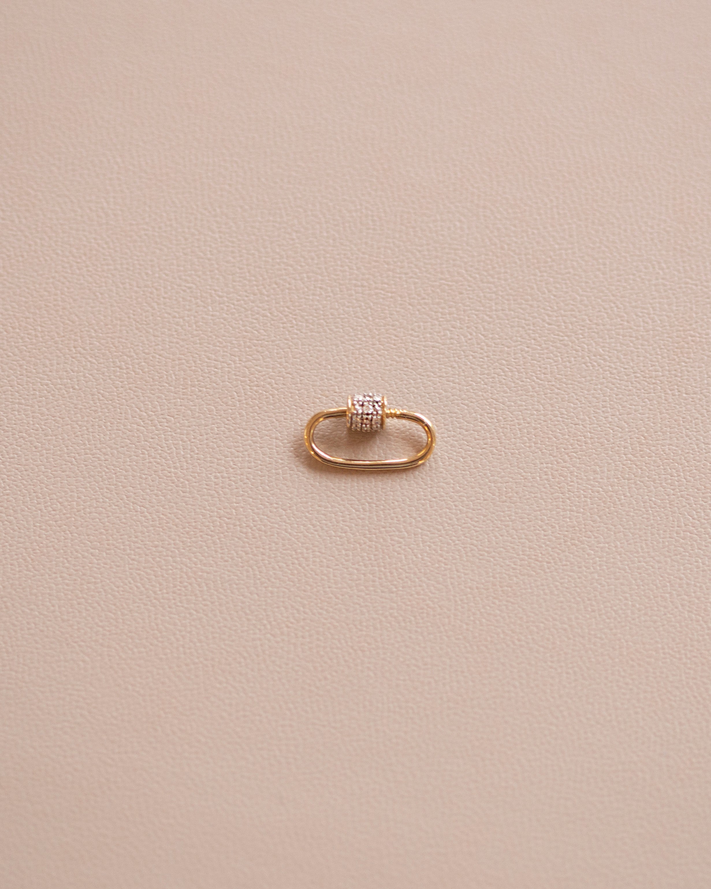 solid gold diamond carabiner clasp charm holder 