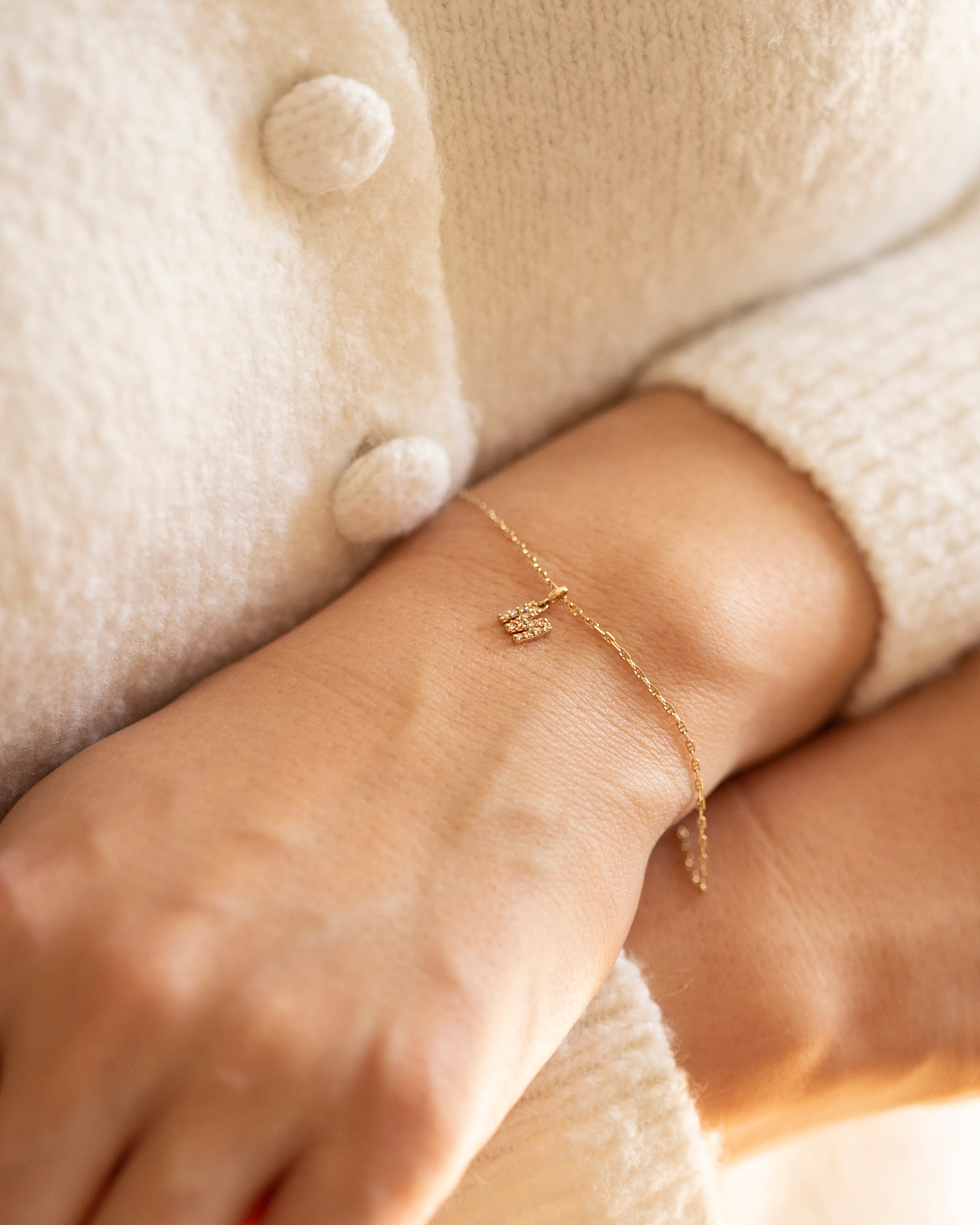 diamond small initial letter bracelet