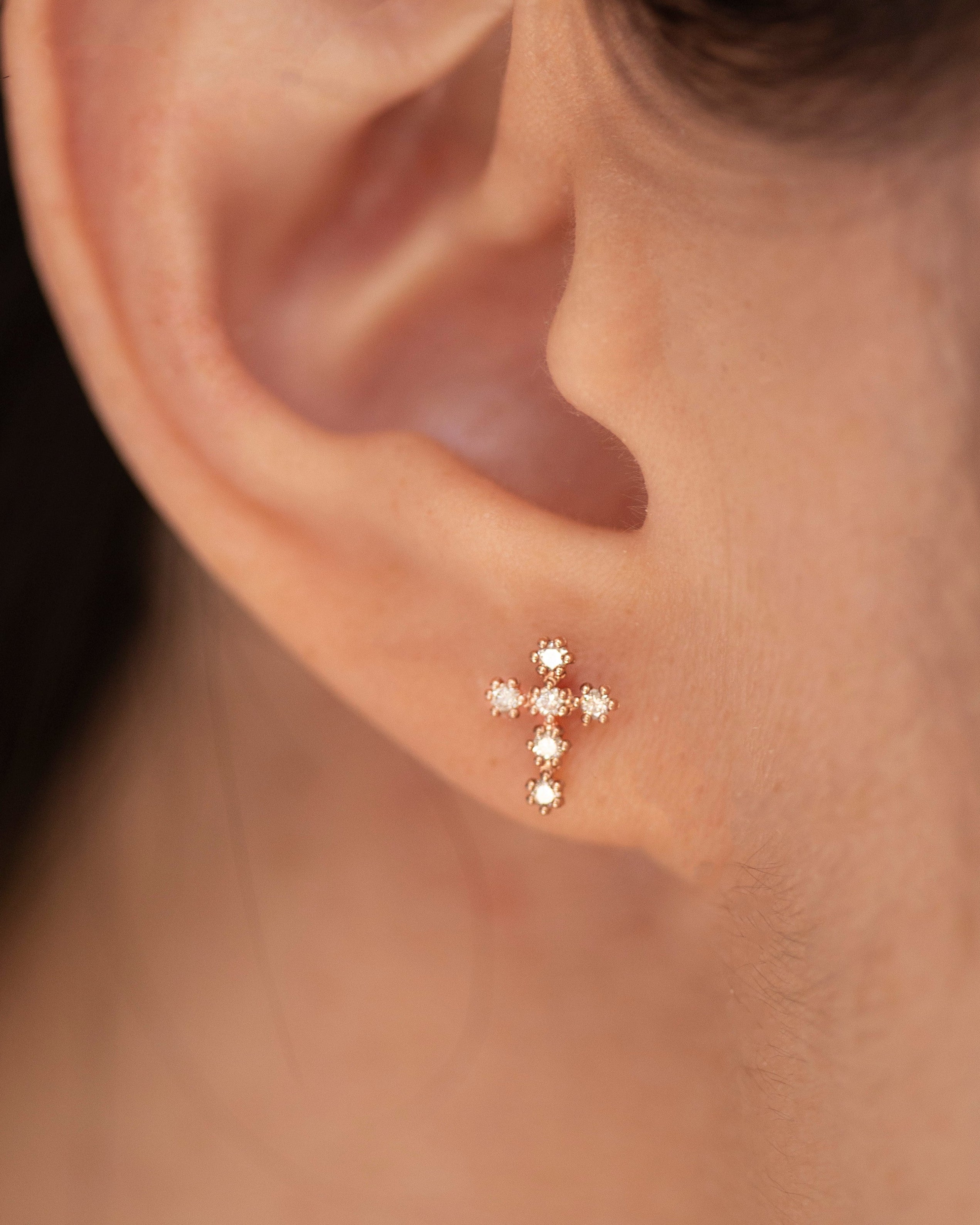 diamond cross earrings