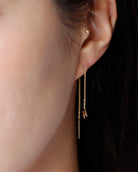 14K Solid Gold Initial Ear Thread Earring