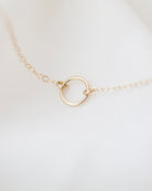 gold halo circle charm necklace