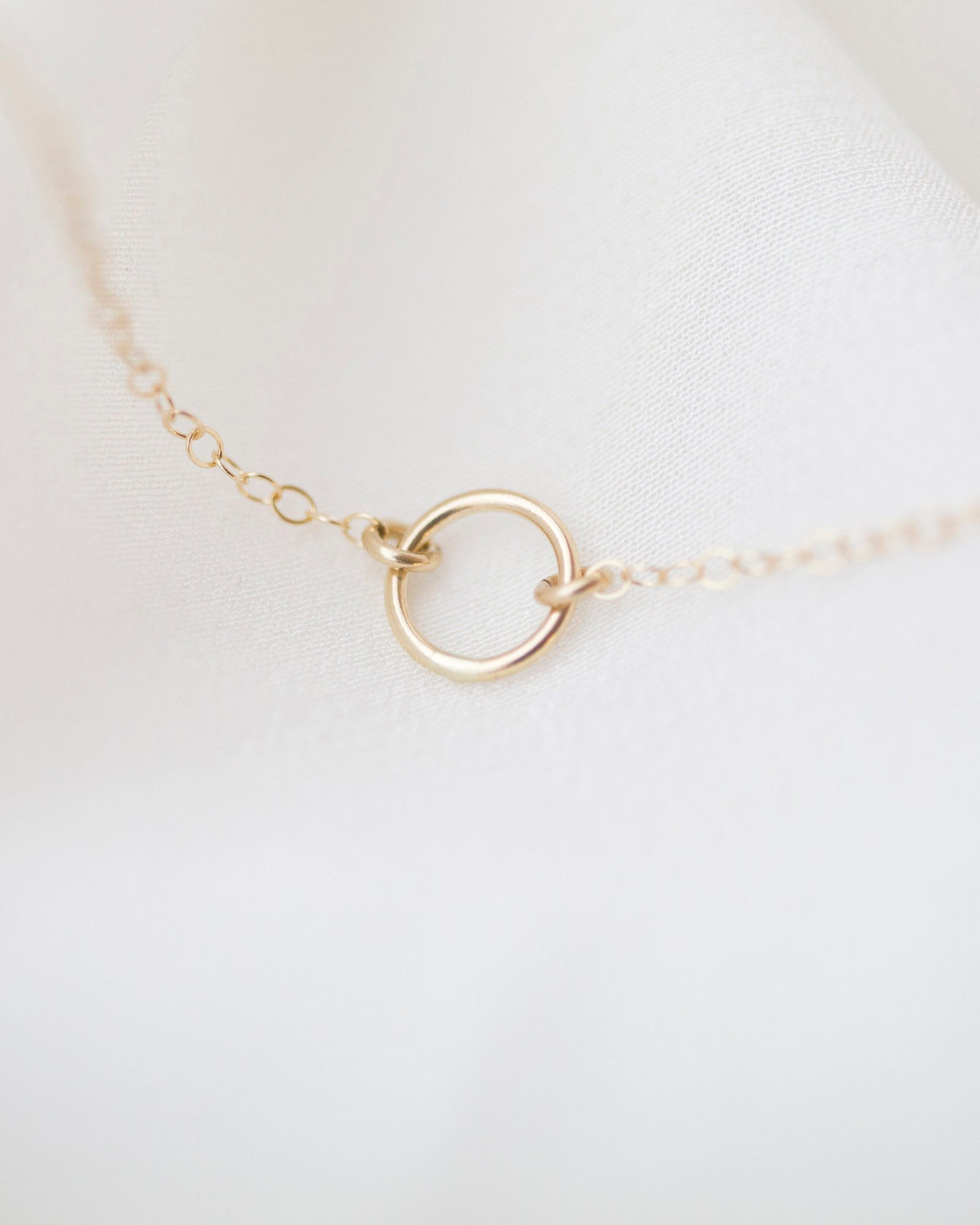 gold halo circle charm necklace