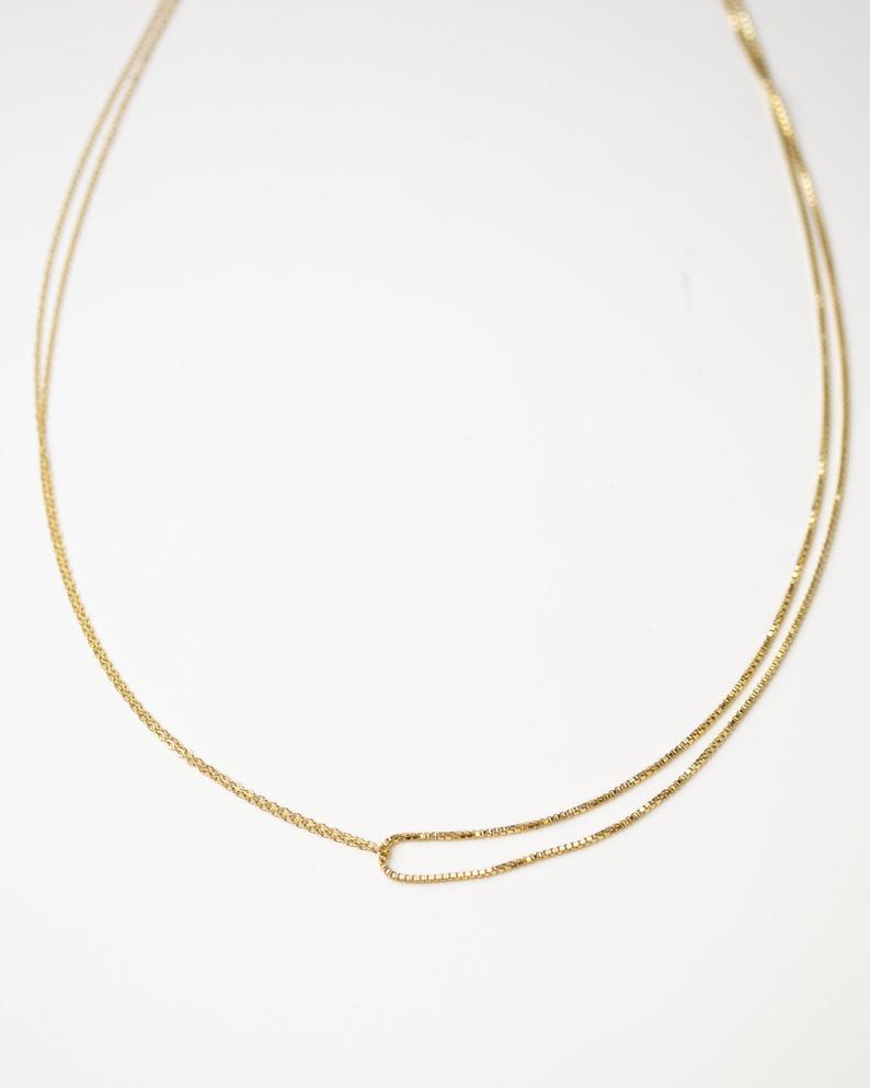 Chain link U Necklace- Perfect layering necklace,
and Beautiful on its own, layer with your other favorite necklaces :)

This listing is for one dainty link chain necklace.
Two strands of dainty chain on one clasp.