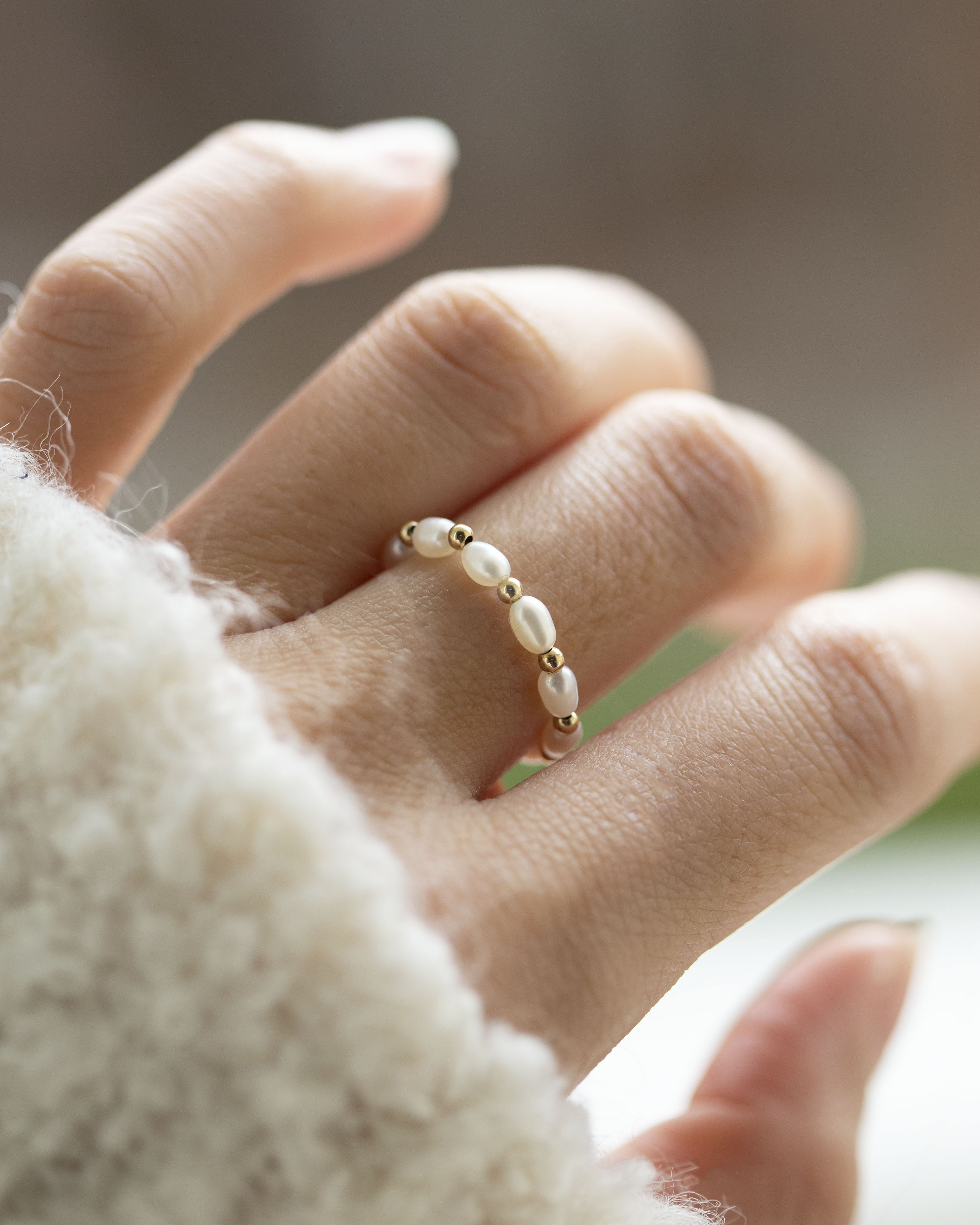 Baby Lotus Pearl Ring with Baby Beads
