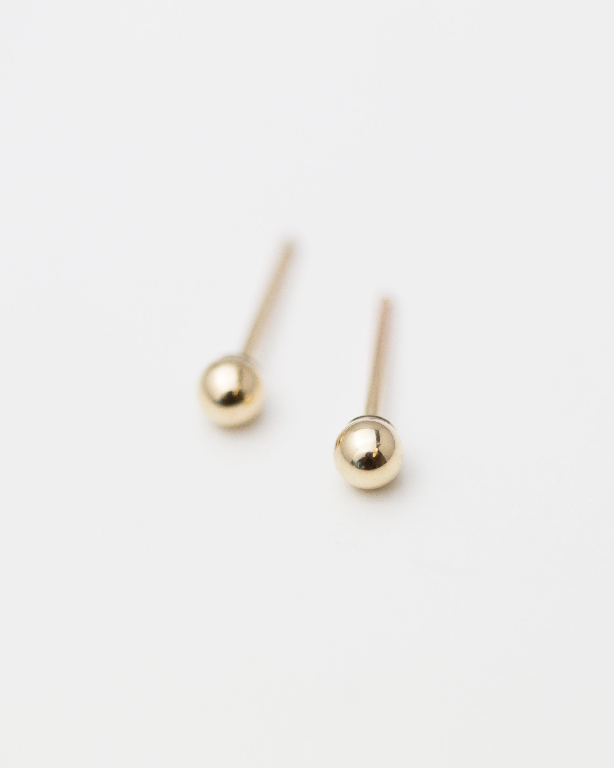 Minimalist 14K gold ball stud earrings 