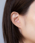 Gold CZ Crescent Moon Stud Earrings