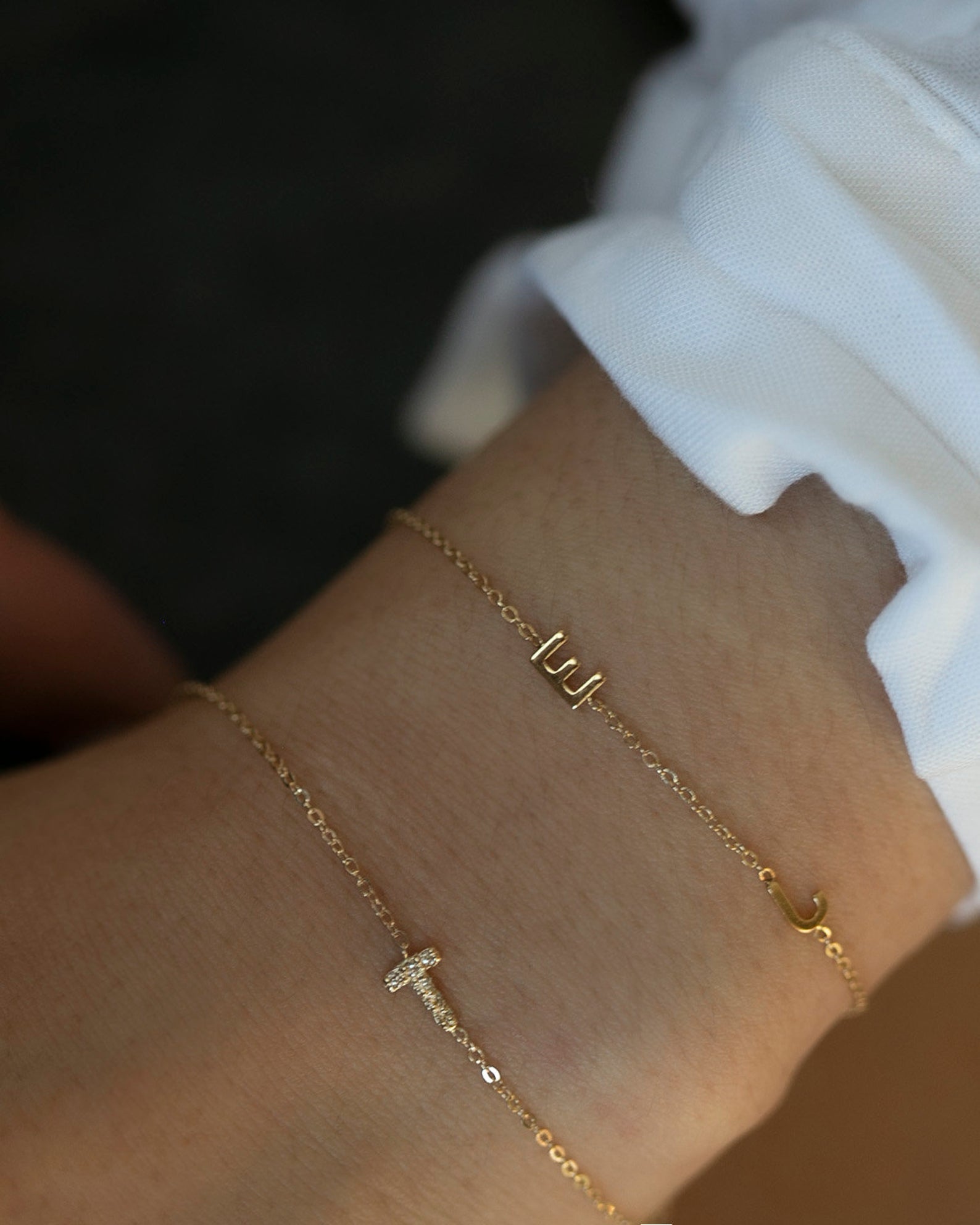Personalized 14k solid gold mini diamond letter bracelet!

Indulge in understated luxury with our 14k Gold Mini Diamond Initial Bracelet, a delicate yet dazzling addition to your daily wardrobe. Adorned with a sparkling diamond and customizable with your choice of uppercase alphabet initial, this bracelet adds a touch of elegance and personalization to any outfit. The perfect choice for the woman who values simplicity and sophistication in her everyday style.

Great as a gift for special someone 