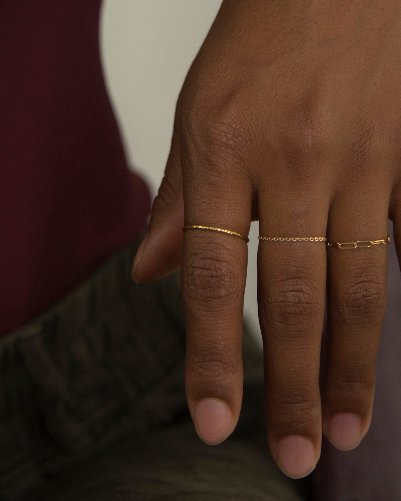 Crafted from 14k gold and featuring a diamond-cut design, these stacking rings offer a dainty and simplistic look that is perfect for everyday wear.