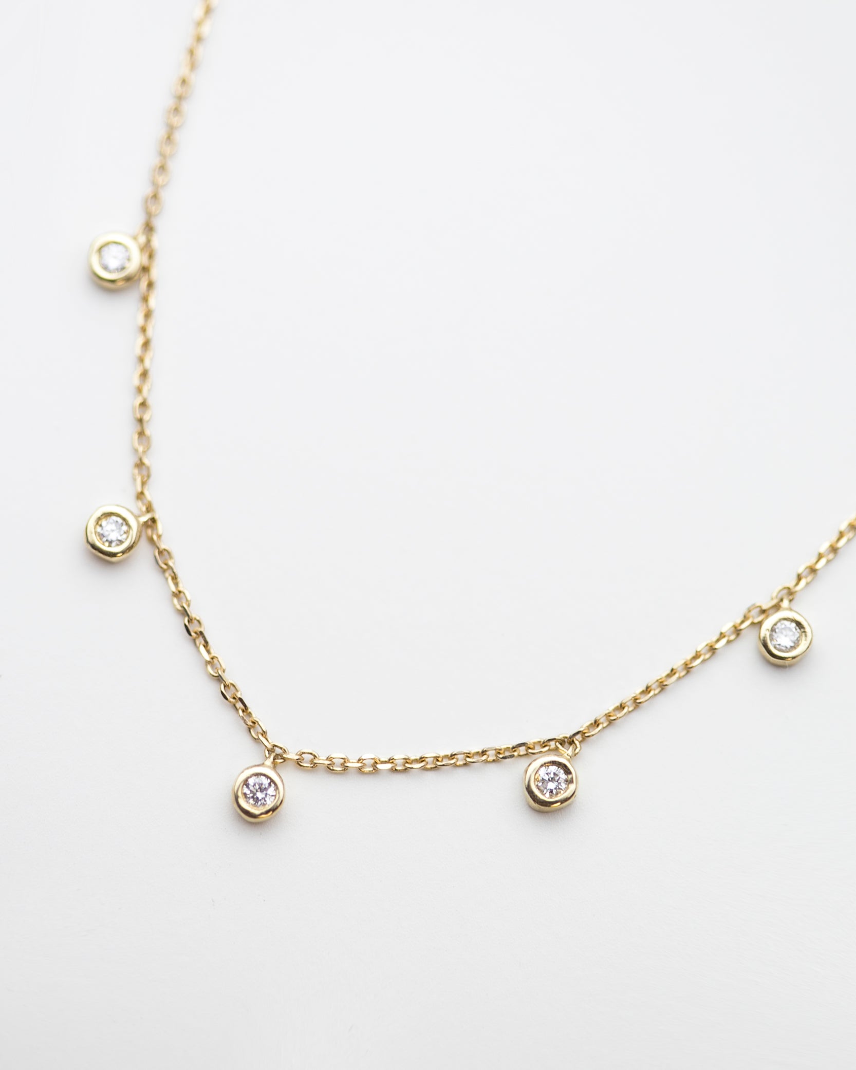 5 Diamond Bezel Charm Necklace