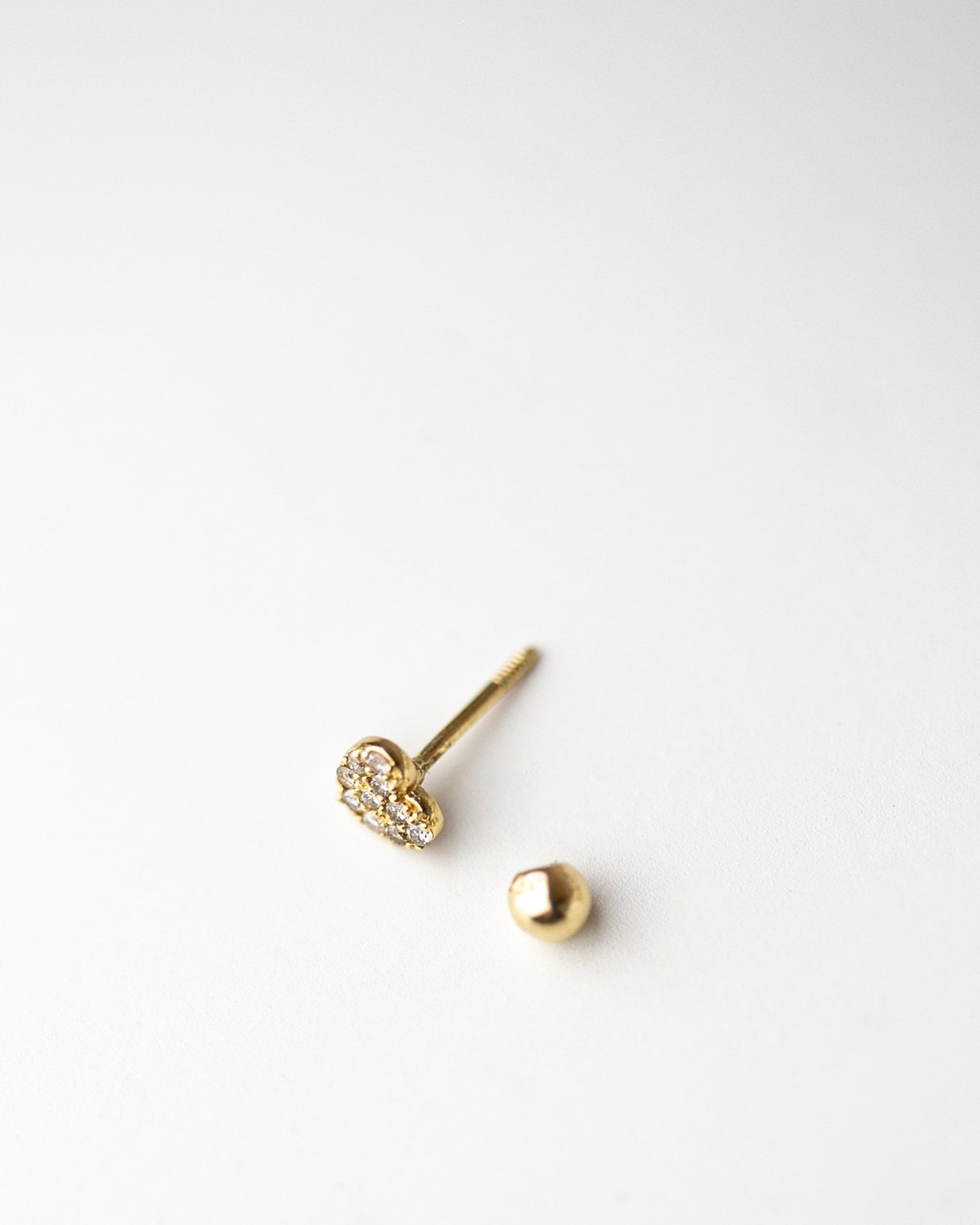 Mini Diamond heart Barbell Ear Stud for Cartilage