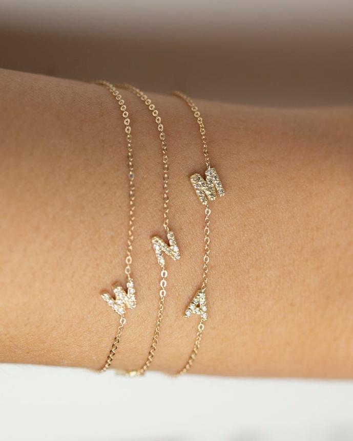 personalize yours today! mini diamond initial bracelets 