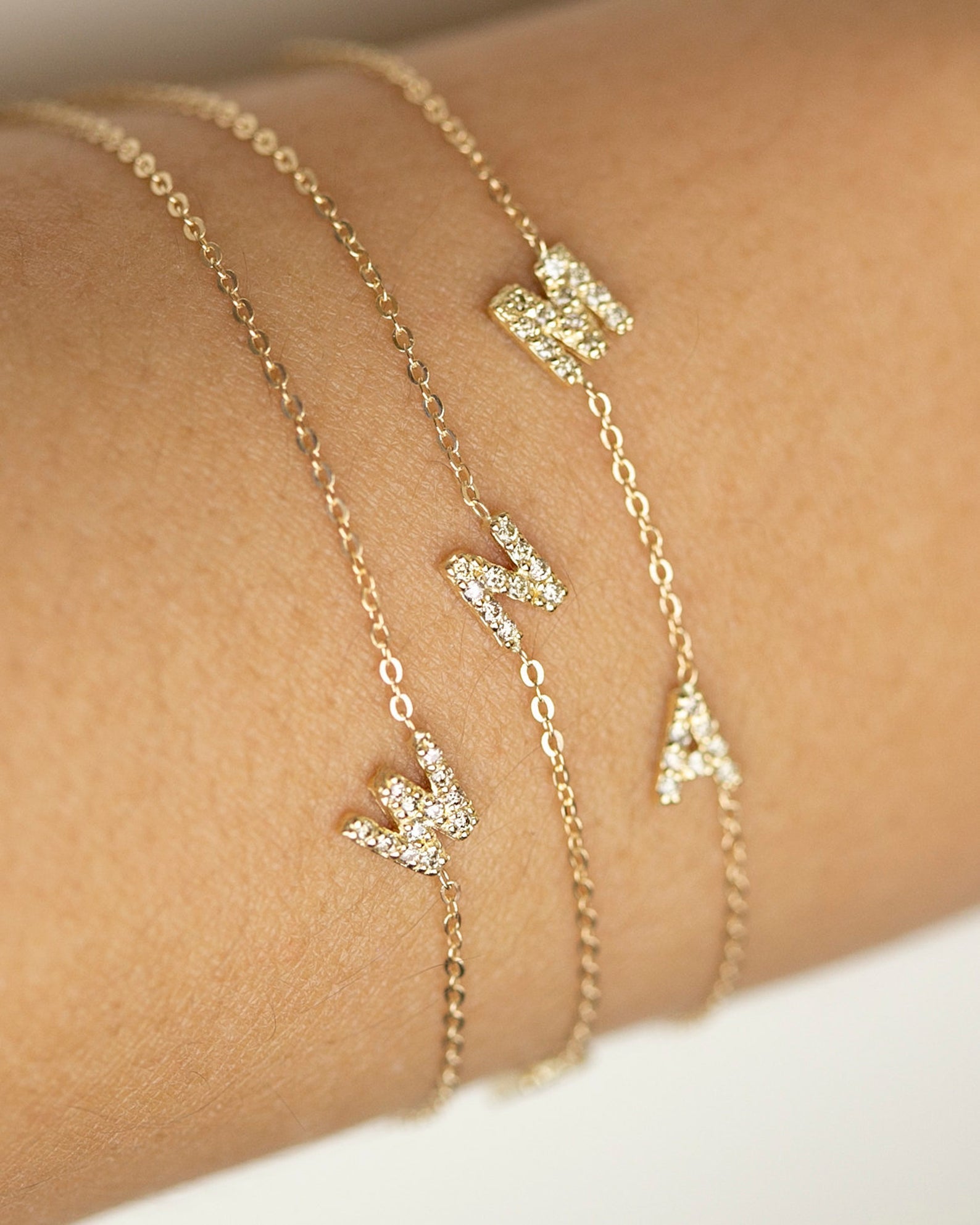 personalize yours today! mini diamond initial bracelets 