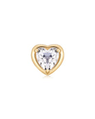 This 14k Heart White Topaz Stud Earring offers unique minimalism and superior craftsmanship for a timeless look. It has a screw flat back for extra security and comfort.

Minimalist, high quality, and timeless.
Very secure and comfortable to wear.